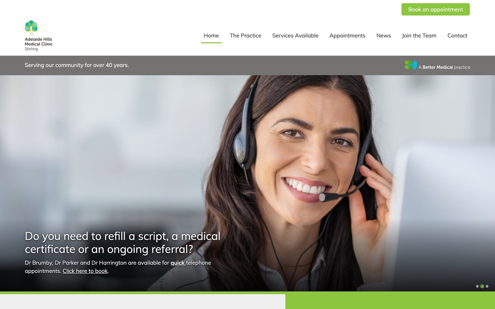 Adelaide Hills Medical Clinic Stirling website homepage