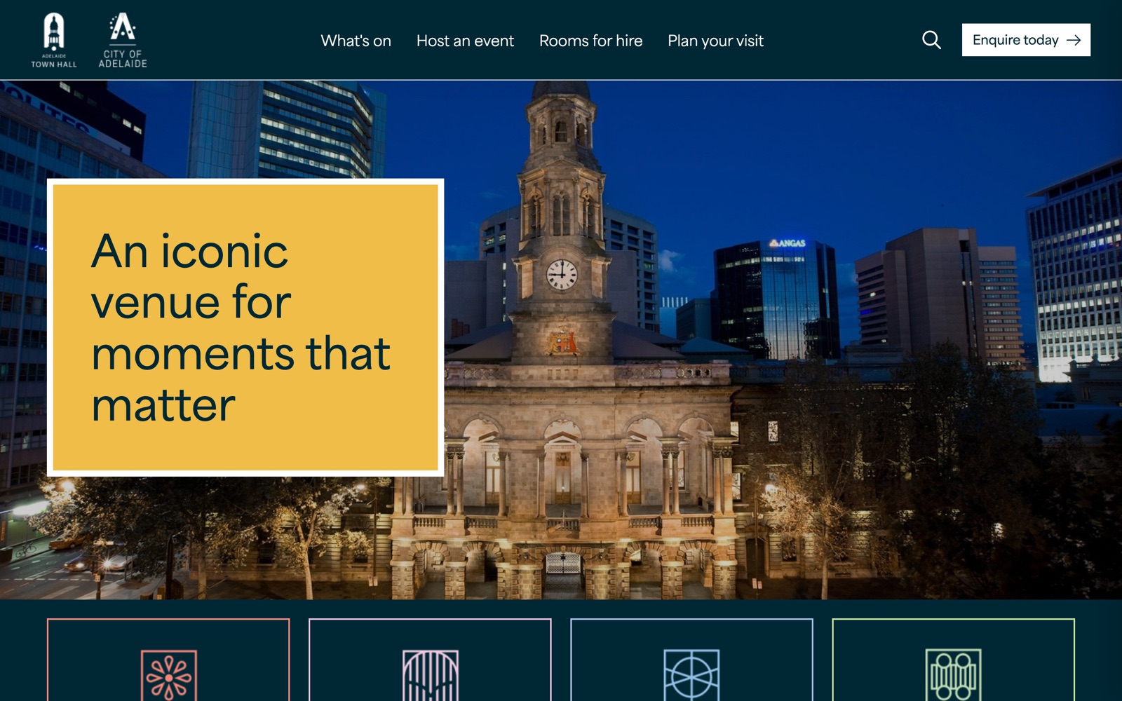 Adelaide Town Hall website homepage