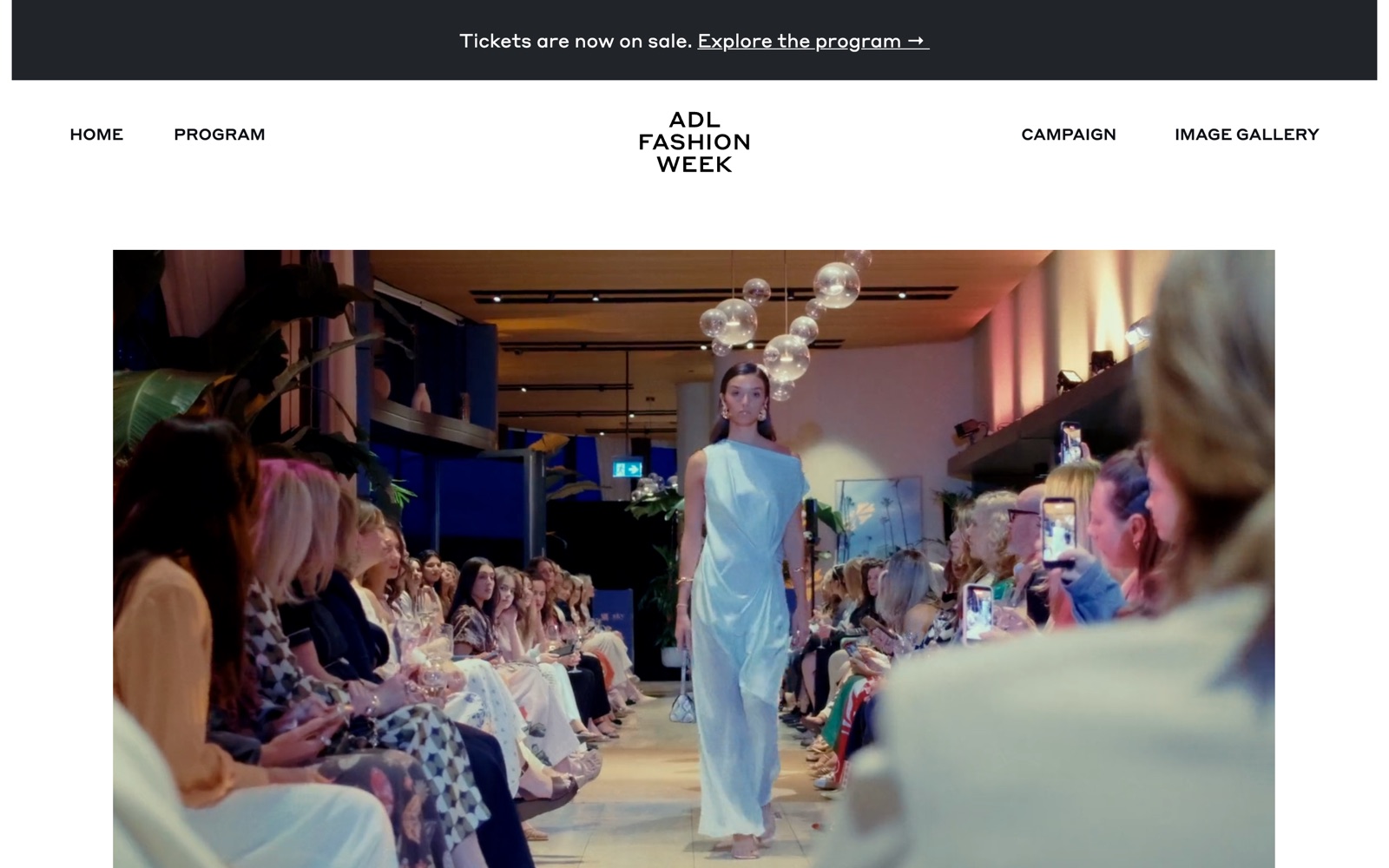 ADL Fashion Week website homepage