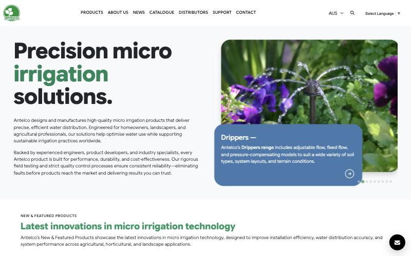 Antelco website homepage
