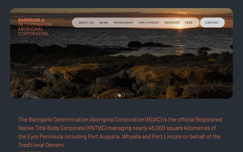 Barngarla Determination Aboriginal Corporation website homepage