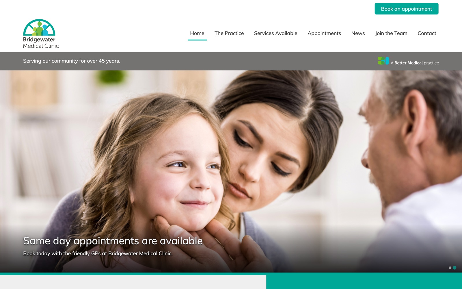 Bridgewater Medical Clinic website homepage