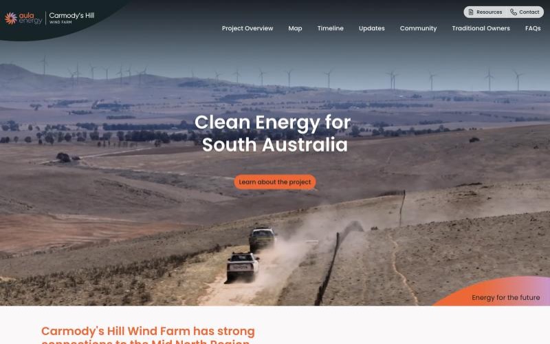 Carmody’s Hill Wind Farm website homepage