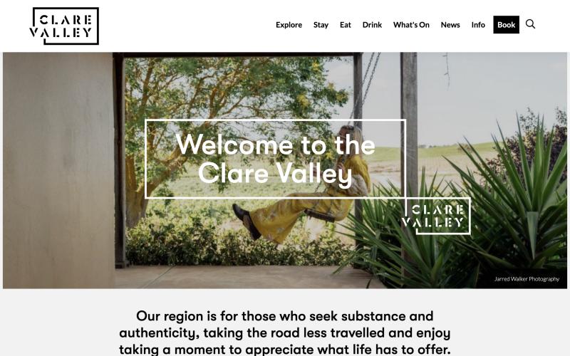 Clare Valley Tourism website homepage