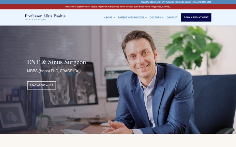 ENT Adelaide website homepage