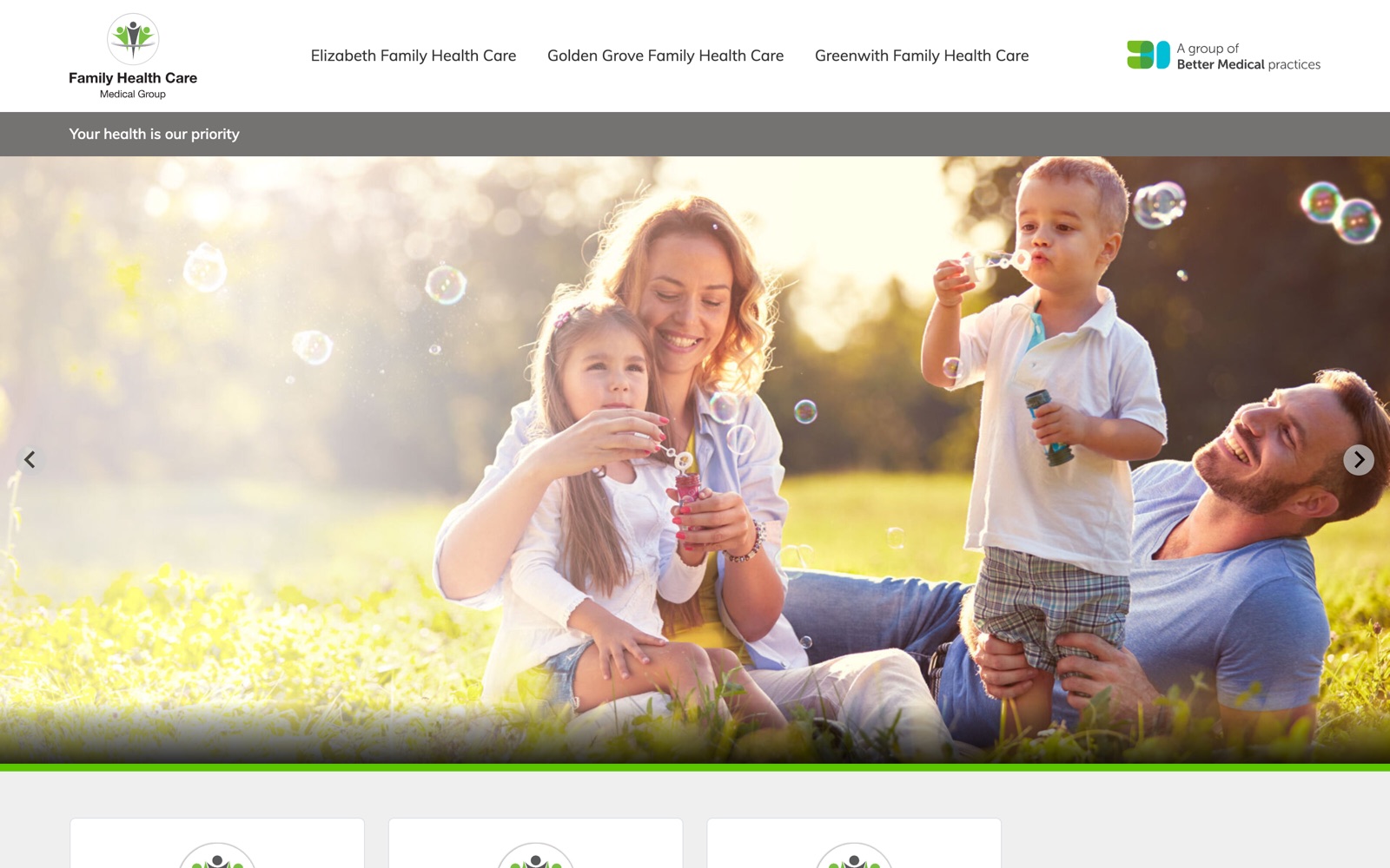 Family Health Care Medical Group website homepage