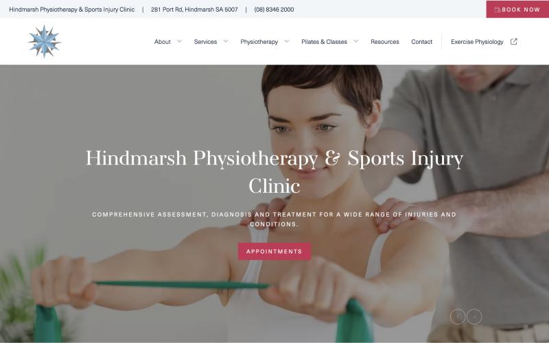 Hindmarsh Physiotherapy & Sports Injury Clinic website homepage