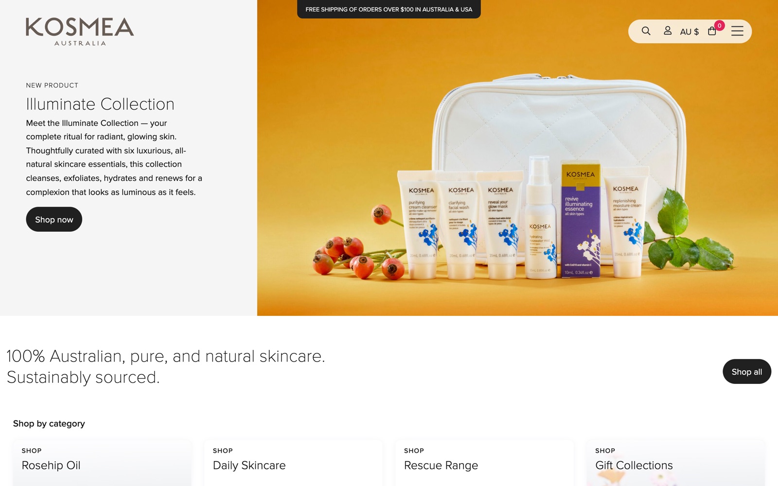 Kosmea Australia website homepage