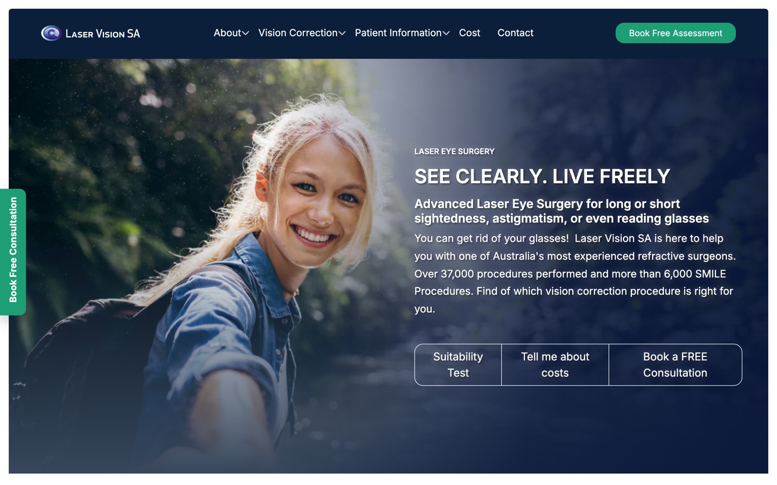 Laser Vision SA website homepage