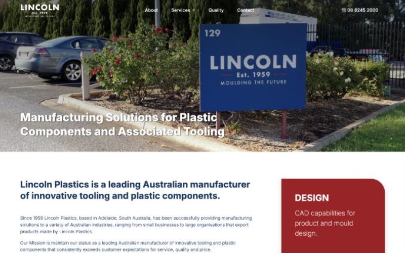Lincoln Plastics website homepage