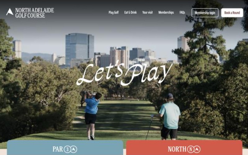 North Adelaide Golf website homepage