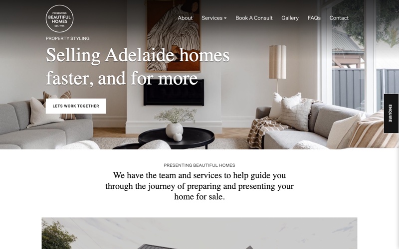 Presenting Beautiful Homes website homepage