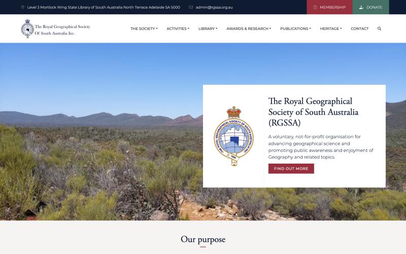 Royal Geographical Society of South Australia website homepage