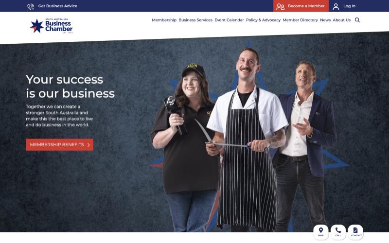South Australian Business Chamber website homepage