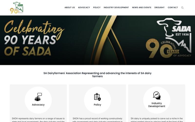 SA Dairyfarmers’ Association website homepage