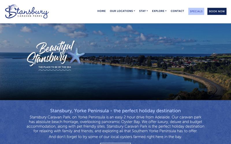 Stansbury Caravan Park website homepage