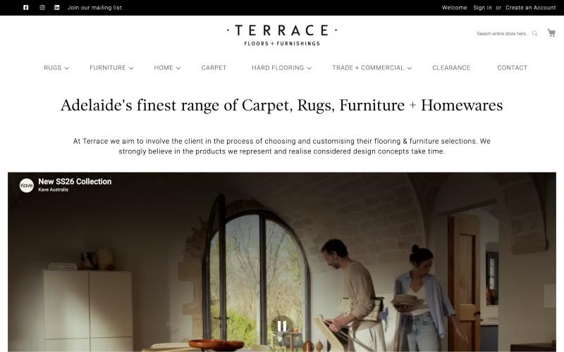 Terrace Floors + Furnishings website homepage
