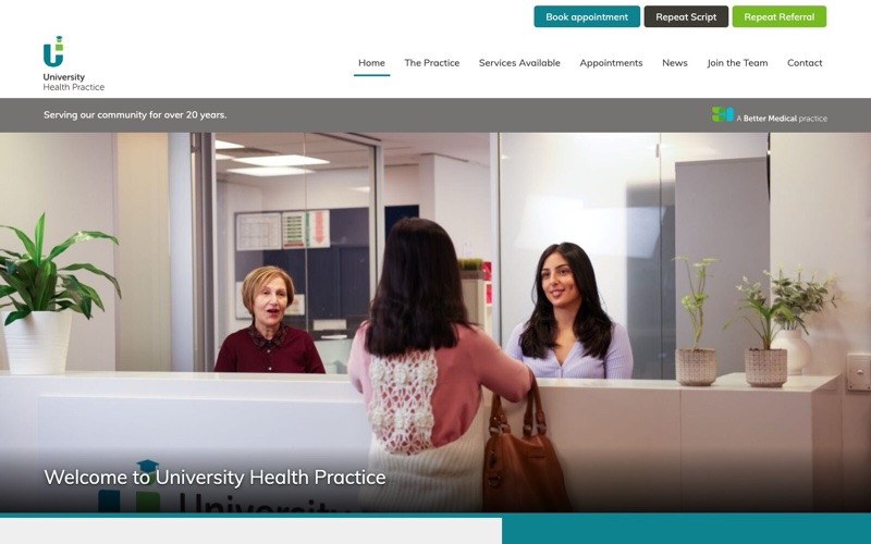 University Health Practice website homepage