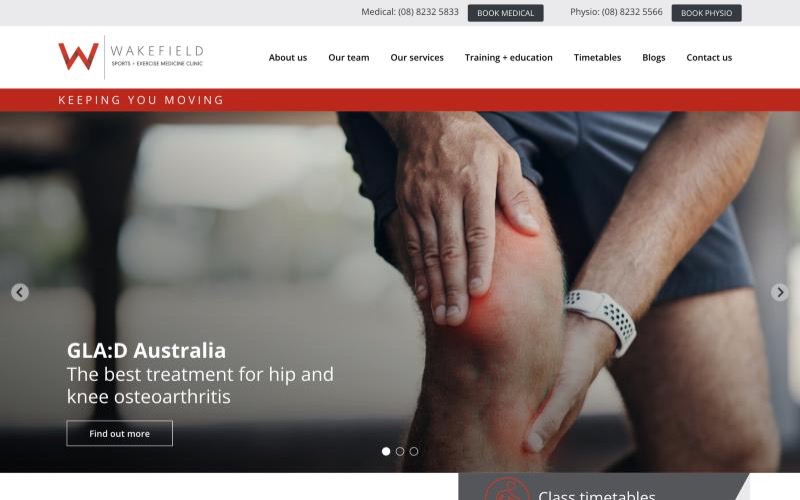 Wakefield Sports + Exercise Medicine Clinic website homepage